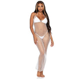 LEG AVENUE - ROBE MAXI EN FILET TORSADÉ TAILLE UNIQUE BLANC