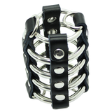 OHMAMA FETISH - CAGE  PÉNIS AVEC ANNEAUX MÉTALLIQUES ET SANGLE EN CUIR