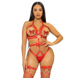 LEG AVENUE - KINK - HARNAIS CLOUTÉ O-RING TEDDY TAILLE L - ROUGE
