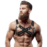 FETISH SUBMISSIVE ATTITUDE - HARNAIS DE POITRINE CROISÉ EN NÉOPRÈNE RÉGLABLE AVEC FERMETURES  GLISSIÈRE POUR HOMMES
