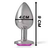 INTENSE - PLUG ANAL EN MÉTAL ALUMINIUM AVEC CRISTAL ROSE TAILLE L