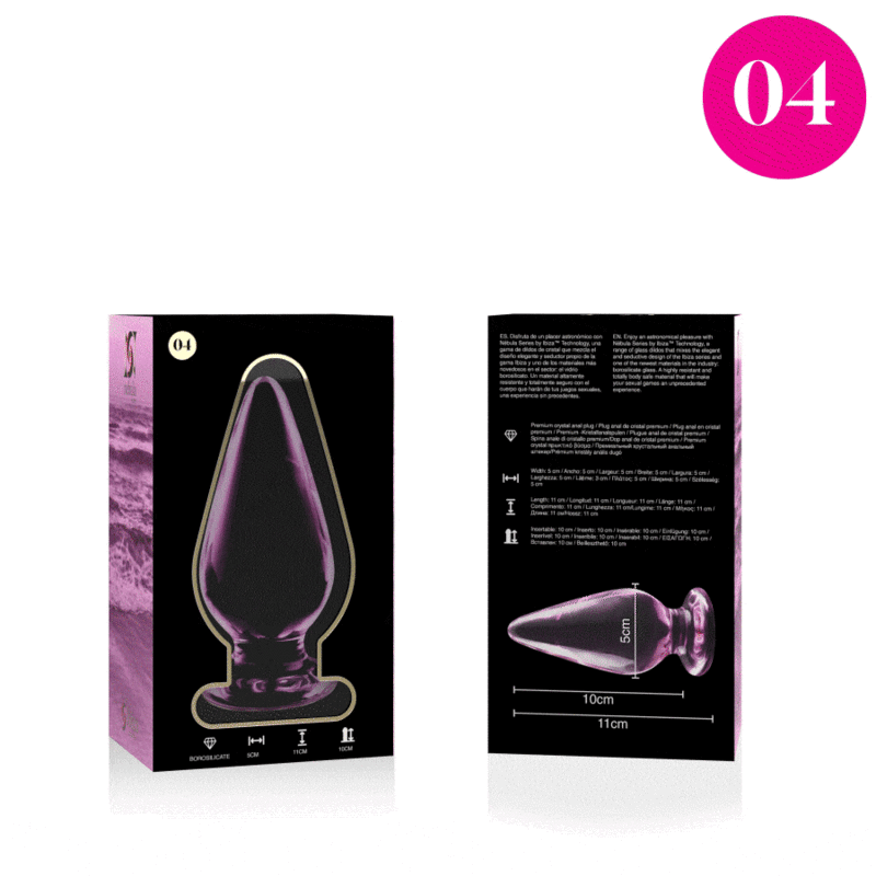 NEBULA SERIES BY IBIZA - PLUG ANAL MODÈLE 4 VERRE BOROSILICATE ROSE 11 CM -O- 5 CM