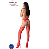 PASSION - S026 BAS ROUGES AVEC JARRETIÈRE TAILLE UNIQUE