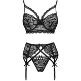 LIVCO CORSETTI FASHION - MORIDAM LC 90552 SOUTIEN-GORGE + JARRETIÈRE + CULOTTE NÉGRO L/XL