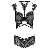 LIVCO CORSETTI FASHION - PALMENOM LC 90614 SOUTIEN-GORGE + CULOTTE NOIR L/XL