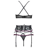 LIVCO CORSETTI FASHION - SNEHANA LC 90443 SOUTIEN-GORGE + JARRETIÈRE + CULOTTE NOIR L/XL