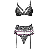 LIVCO CORSETTI FASHION - SNEHANA LC 90443 SOUTIEN-GORGE + JARRETIÈRE + CULOTTE NOIR L/XL