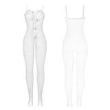 SUBBLIME - 951740 BODYSTOCKING RESILLE BLANCHE ENTREJAMBE AVEC NOEUDS TAILLE UNIQUE