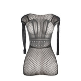SUBBLIME - 951931 ROBE COURTE EN RÉSILLE AVEC DOS NU TAILLE UNIQUE