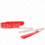 KINK - COLLIER RIVET ANNEAU AVEC CEINTURE 65 CM ROUGE AJUSTABLE 36-50 CM X 3,8 CM
