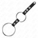 KINK - DOUBLE ANNEAU PÉNIS 3,8 CM À 5 CM CONNECTÉ PAR CUIR