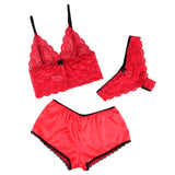 SUBBLIME - 953898 CHEMISIER DE NUIT EN SOIE ET DENTELLE + CULOTTE ROUGE S/M