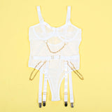 SUBBLIME - 954291 BODY AVEC CHAÎNES + PORTE-JARRETELLES BLANC L/XL