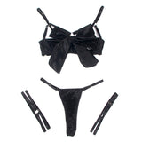 SUBBLIME - 955205 ENSEMBLE SOUTIEN-GORGE AVEC NŒUD NOIR RÉGLABLE L/XL