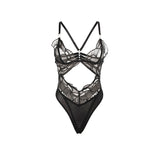 SUBBLIME - 955212 BODY TRANSPARENT AVEC DENTELLE CREUSE NOIRE S/M