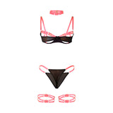 SUBBLIME - 955298 ENSEMBLE SOUTIEN-GORGE AVEC COLLIER ET DÉTAILS DE JAMBES ROSE FLUORESCENT S/M