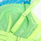 SUBBLIME - 955311 ENSEMBLE SOUTIEN-GORGE AVEC LIGNES DENTELLE ET JARRETELLE VERT ET BLEU S/M