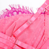 SUBBLIME - 955359 ENSEMBLE SOUTIEN-GORGE AVEC DENTELLE ET LIENS JARRETELLES ROSE ET VIOLET S/M