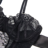 SUBBLIME - 955496 BODY EN DENTELLE AVEC NŒUDS ET JARRETELLES NOIR S/M