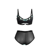 SUBBLIME - 955564 ENSEMBLE SOUTIEN-GORGE À FERMETURE ÉCLAIR EN CUIR VERNI VERT L/XL
