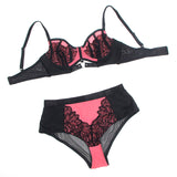 SUBBLIME - 955571 ENSEMBLE SOUTIEN-GORGE EN CUIR VERNI ROSE AVEC FERMETURE ÉCLAIR S/M