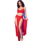 CHILIROSE - CR 4850 ENSEMBLE TOP ET LEGGINGS ROUGE AVEC ACCESSOIRES DORÉS XL