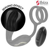 IBIZA - Plug anal rotatif télécommandé WIGGLE avec vibrations périnéales et anneaux rehaussant le pénis
