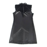 SUBBLIME - 957544 ROBE EN CUIR COL DENTELLE NOIRE S/M