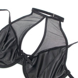 SUBBLIME - 957599 ENSEMBLE SOUTIEN-GORGE ET JUPE EN CUIR NOIR L/XL