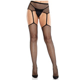 LEG AVENUE - BAS EN DENTELLE AVEC CROIX ET PORTE-JARRETELLES NOIR