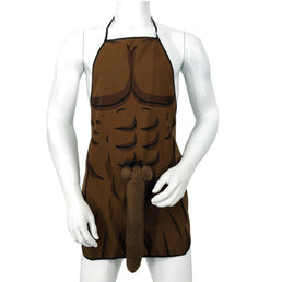 DIABLO PICANTE - TABLIER MUSCLÉ AVEC PÉNIS 3D EN TON MARRON
