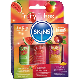 KIT DE LUBRIFIANTS FRUITÉS SKINS - PASTÈQUE, FRAISE ET MANGUE 3 x 12 ML