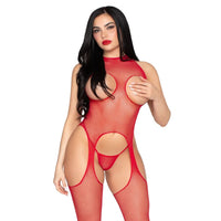 LEG AVENUE - 89374 BODYSTOCKING ET CULOTTE ROUGES SANS COUVERCLE - TAILLE UNIQUE