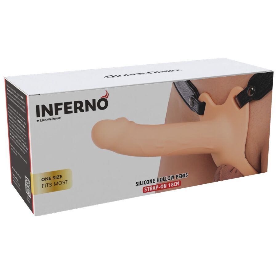 HIDDEN DESIRE - INFERNO MANCHON PÉNIS AVEC STRAP-ON EN SILICONE 18 CM