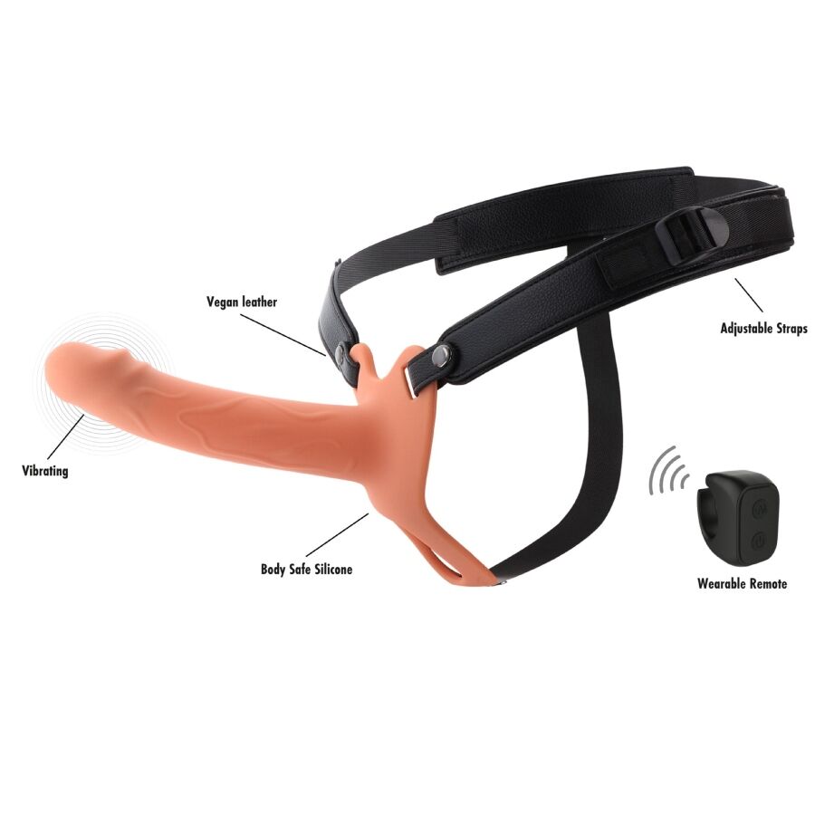 HIDDEN DESIRE - INFERNO MANCHON PÉNIS VIBRANT AVEC STRAP-ON 18 CM