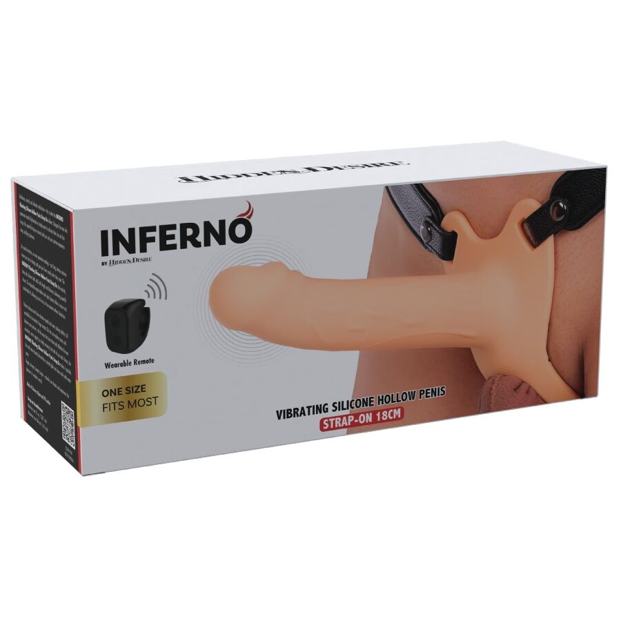 HIDDEN DESIRE - INFERNO MANCHON PÉNIS VIBRANT AVEC STRAP-ON 18 CM