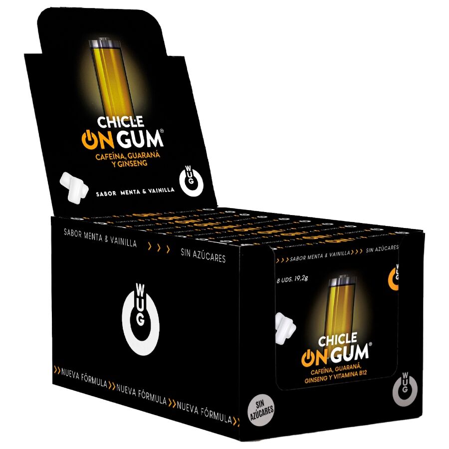 WUG GUM - ON À LA CAFÉINE, AU GINSENG ET À LA GOMME DE GUARANA | PRÉSENTOIR 12 X 8 UNITÉS