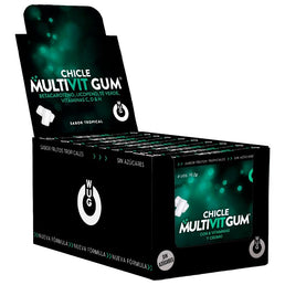 WUG GUM - MULTIVIT VITAMINES C, H, D, BÊTA-CAROTÈNE, LYCOPÈNE ET THÉ VERT | PRÉSENTOIR 12 X 8 UNITÉS