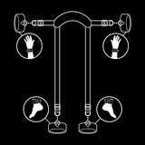 FETISH SUBMISSIVE - POSITION MAÎTRE AVEC 4 MENOTTES DOUBLÉES DE NOPRÈNE