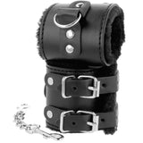 DARKNESS - MENOTTES AJUSTABLES EN CUIR NOIR AVEC DOUBLURE