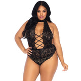 LEG AVENUE - TEDDY SANS CROTHLESS EN DENTELLE FLORALE TAILLE PLUS