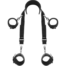 FETISH SUBMISSIVE - POSITION MAÎTRE AVEC 4 MENOTTES DOUBLÉES DE NOPRÈNE