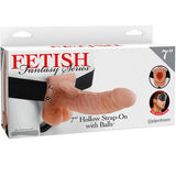 FETISH FANTASY SERIES 7" HOLLOW STRAP-ON WITH BALLS 17.8CM FLESH